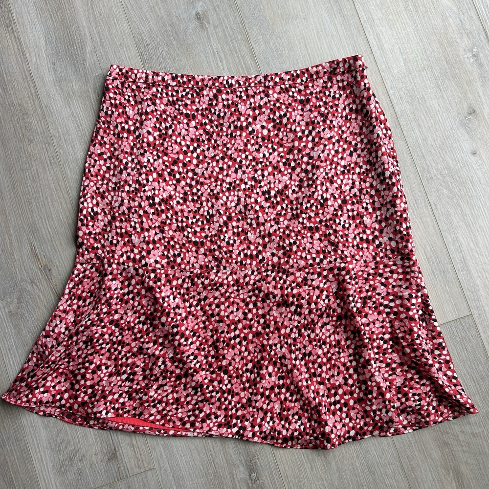 Talbots Red Raining Dots Charmeuse Flounced Skirt Womens‎ Sz 12P